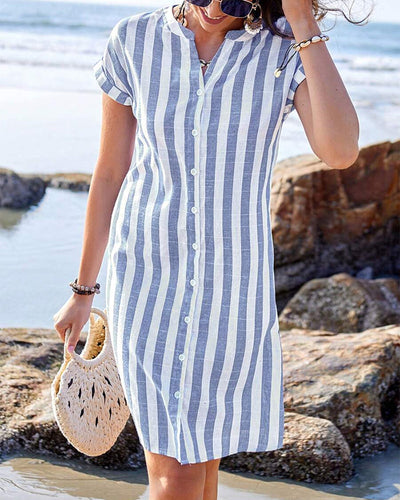 Tyra™ | Vestido-Camisa Elegante a Rayas