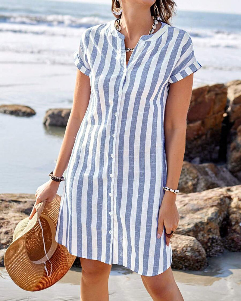 Tyra™ | Vestido-Camisa Elegante a Rayas