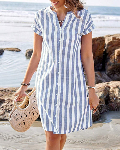 Tyra™ | Vestido-Camisa Elegante a Rayas